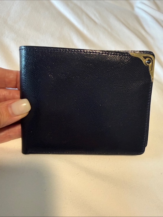 Cartier Other - Cartier Navy Blue Men's Leather Bi-Fold Wallet Real Sapphire stone includes COA